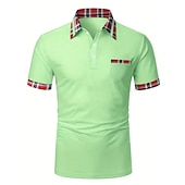billige Klassisk poloskjorte for menn-Herre POLO T-skjorte Golf skjorte Avslappet Daglig Polokrage Klassisk Kortermet Lettvekt Ruter Lapper Alle årstider Normal Lyseblå Svart Hvit Rød Navyblå Lysegrå POLO T-skjorte