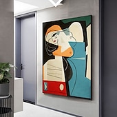 billiga Abstrakta målningar-handgjord oljemålning canvas väggkonst dekoration pablo picasso stil tjej för heminredning rullad ramlös osträckt målning