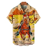 tanie Koszula Vintage-Derby Kentucky Męskie Zabytkowe Kowboj Koszula Koszula hawajska Koszula Aloha Krótkie rękawy Koszula Wieczorne Zabytkowe Moda Moda miejska Ulica Codzienny Hawajskie Żółty Czerwony Niebieski S M L