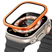 cheap Smartwatch Screen Protectors-Watch Case for Apple Watch Ultra 49mm Screen Protector 49mm 9H Tempered Glass Titanium Alloy Frame Keep Original Touch Sensitive Lightweight Protective Glass Film for iwatch Ultra 49mm