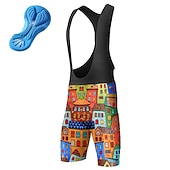 お買い得  メンズショートパンツ・タイツ・パンツ-男性用 グラフィック サイクリングビブショーツ バイク ボトムズ マウンテンサイクリング ロードバイク スポーツ 3Dパッド サイクリング 速乾性 吸汗性 ブルー オレンジ スパンデックス 衣類 サイクルウェア