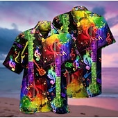 economico Camicia vintage-Per uomo Alfabetico Carte francesi Camicia Camicia hawaiana Camicia con bottoni Manica corta Tropicale Di tendenza Hawaiano Informale Hawaiano Per eventi Estate Primavera Collo ripiegabile Stampa