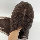 voordelige Stukken en toupetjes van echt haar-haar toppers voor vrouwen 100% remy menselijk haar topper haarstukje 12*13cm volledige zijde basis steil haar voor dunner wordend haar haaruitval cover grijs haar