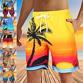 olcso Trópusi növények és virágok-Férfi Kókuszfa Naplemente Deszkás short Úszónadrágok Közepes csípő Hawaii Boho Szabadság Tengerpart Zsinór hálós béléssel Rugalmas derék Tervező Ruházat