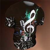 tanie Koszulki 3D-Festiwal Muzyczny Męskie Graficzny Nuty Podkoszulek Koszulki Krótki rękaw Podkoszulek Druk 3D Półgolf Koszula Zabytkowe Moda Designerskie Na zewnątrz Codzienny Sport Żółty Czerwony Fioletowy Wiosna i
