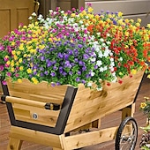 economico Piante e Fiori Artificiali-Confezione da 2 / confezione da 8 fiori artificiali fiori di plastica finti resistenti ai raggi UV all&#039;aperto rose non sbiadiscono piante di plastica finta per la decorazione del giardino di casa di