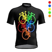 cheap Men&#039;s Jerseys-21Grams Men&#039;s Cycling Jersey Short Sleeve Bike Top with 3 Rear Pockets Mountain Bike MTB Road Bike Cycling Breathable Moisture Wicking Quick Dry Reflective Strips Yellow Pink Red Graphic Polyester
