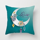 billiga Kuddfodral för semester-ramadan kareem kuddfodral eid mubarak 1 st mjukt dekorativt fyrkantigt kuddfodral örngott för sovrum vardagsrum soffa soffstol maskintvättbar