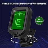 cheap Musical Instruments-Guitar Tuner Digital Clip-On Tone Tuner for Electric Urikri Bass Violin Universal 360 Degree Rotatable Sensitive Built-in Batter