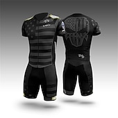 cheap Men&#039;s Clothing Sets-Men&#039;s Triathlon Tri Suit Short Sleeve Triathlon Silver Light Yellow Dark Grey Graphic Bike Lycra Sports Graphic Clothing Apparel