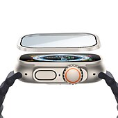 cheap Smartwatch Screen Protectors-Watch Case for Apple Watch Ultra 49mm Screen Protector 49mm 9H Tempered Glass Titanium Alloy Frame Keep Original Touch Sensitive Lightweight Protective Glass Film for iwatch Ultra 49mm