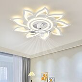 cheap Ceiling Fan Lights-LED Ceiling Fans Dimmable with Remote Contral Flower Design Flush Mount Ceiling Lamp Acrylic Lampshade Chandelier Bedroom Living Room