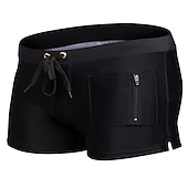 billiga boxersimbyxor för män-Herr Badkläder Badshorts Snörning Ficka med blixtlås Slät Andningsfunktion Mjuk Utomhus Ledigt Dagligen Hawaiisk Stylish Svart Vit Microelastisk