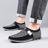 ieftine Saboți și Mocasini Bărbați-mocasini casual pentru bărbați – pantofi respirabili cu model negru și gri, cu cataramă metalică, confortabili și ușori pentru purtarea de zi cu zi
