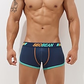 ieftine Lenjerie Comfortabilă de Bărbați-Bărbați 1 Bucată Boxeri Lenjerie de corp Imprimeu Spandex Amestec poliester / bumbac Lavabil Comfortabil Bloc Culoare Scrisă Talie Joasă Negru Alb