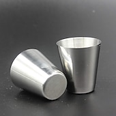 cheap Barware-4 Stainless Steel Shot Cups Drinking Vessel with Black Leather Carrying Case (30ml) Outdoor Camping Travel Unbreakable Metal Shooters for Whiskey Tequila Liquor Great Barware Gift