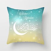 billiga Kuddfodral för semester-ramadan kareem kuddfodral eid mubarak 1 st mjukt dekorativt fyrkantigt kuddfodral örngott för sovrum vardagsrum soffa soffstol maskintvättbar