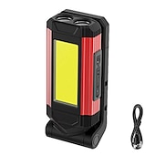 abordables Faros delanteros-Luz de trabajo cob, linterna led superbrillante recargable por usb, lámpara de camping portátil con imán trasero, linterna ajustable impermeable