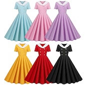 economico Vestiti-Retrò Vintage Anni 1950 Abito vintage Abito Swing Vestito Svasato Per donna Carnevale Mascherata Casual Quotidiano Addio al Nubilato Adulti Vestito Abiti per il ritorno