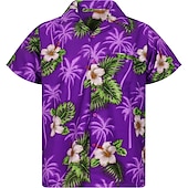 economico Stampa Floreale-Per uomo Floreale Pop art Fiori tropicali Camicia Camicia estiva Maglietta informale Manica corta Camicia Collo ripiegabile Di tendenza Streetwear Essenziale Informale Giornaliero Hawaiano Rosa Rosso