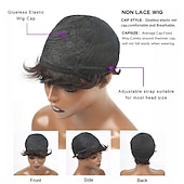 abordables Perruques de qualité supérieure-perruques de cheveux courts coupe de lutin droite courte bob perruque pour les femmes noires 100% brésilienne vierge de cheveux humains non dentelle pleine machine faite 6 pouces naturel noir couleur