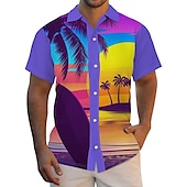 olcso Retro vintage nyomtatás-Férfi Autó Kókuszfa Trópusi növények Ing Hawaii ing Aloha ing Rövid ujjú Ing Térfogatcsökkenés Tropikus Divat Hawaii Szabadtéri Utca Hawaii Fekete Sárga Medence S M L
