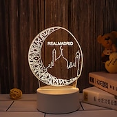 رخيصةأون أضواء زينة رمضان-عيد مبارك ثلاثية الأبعاد زينة ضوء الليل أكريليك led إسلامي مسلم رمضان مهرجان لوازم للديكور المنزل مصباح ليلي ديكور غرفة نوم