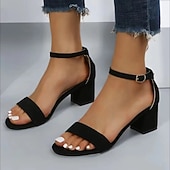 Women's Pink Block Heel Sandals with Ankle Strap and Open Toe, Elegant Suede Dress Shoes for Summer Weddings, Parties, and Casual Outfits cheap Women's Sandals-Women's Pink Block Heel Sandals with Ankle Strap and Open Toe, Elegant Suede Dress Shoes for Summer Weddings, Parties, and Casual Outfits