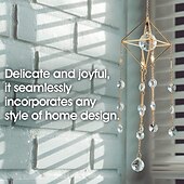 levne Lapače snů-suncatcher zlatý s krystaly, motiv s nebeským měsícem, krystaly odrážející světlo, design zlatého řetízku, měsíc a hvězdy (styl krystalové kapky)