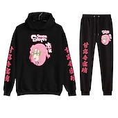 cheap Cartoon &amp; Movie Character Graphic-Kanroji Mitsuri Pants Outfits Hoodie Anime Front Pocket Graphic For Couple&#039;s Men&#039;s Women&#039;s Adults&#039; Hot Stamping Casual Daily