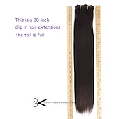 cheap Clip in Hair Extensions-Clip in Hair Extensions Real Human Hair 9pcs 130g Jet Black Hair Extensions Straight Natural Soft Thick Remy Extensions Straight Clip in Hair Extensions Human Hair 22inch Jet Black Color