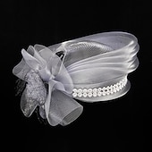 billige Coiffer-fascinators kentucky derby lue hodeplagg fjær nett bøtte lue bryllup spesiell anledning damedag melbourne kopp cocktail med sløyfer hette hodeplagg hodeplagg