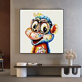 economico Quadri di animali-pittura a olio vivaio dipinto a mano animali quadrati pop art moderna tela tesa