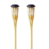 abordables Projecteurs extérieurs-2 pièces jardin extérieur solaire bambou torche lumière paysage voie solaire torche lumière solaire voie pelouse lampes spotligh partie décoration lampe