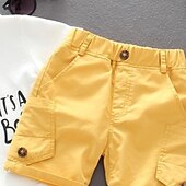 halpa Alaosat-Lapset Poikien Shortsit Yhtenäinen väri Nopeasti kuivuva Shortsit Koulu Puuvilla Ihana Päivittäin Keltainen Sininen Harmaa Keski vyötärö