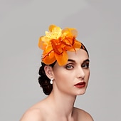 cheap Fascinators-Elegant Feather Net Fascinators Hats with Feathers Fur Floral 1PC Special Occasion Kentucky Horse Race Ladies Day Headpiece dress to impress Race Day Dress
