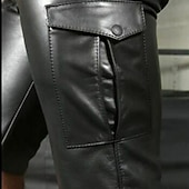 Χαμηλού Κόστους Casual σορτς-Ανδρικά Σορτσάκια Σορτς από συνθετικό δέρμα Τσέπη Σκέτο Άνεση Αναπνέει ΕΞΩΤΕΡΙΚΟΥ ΧΩΡΟΥ Καθημερινά Εξόδου Μοντέρνα Κομψό στυλ street Μαύρο