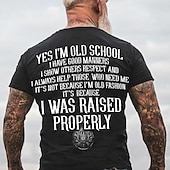levne Vtipná trička pro muže-Muži Ano Jsem Staré Školy Mám Způsoby Říkám Ano Pane Ne Pane Tričko Ošuntělé Tričko Krátké Rukávy Tričko 3D Tisk Crew Neck Tričko Móda Designer Oblečení