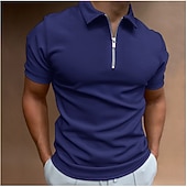 levne Pánské klasické polo-Pánské Polo na zip Golfová košile Dovolená Ležérní Čtvrtletní zip Krátký rukáv Módní Pevná barva Bez vzoru Klasika Léto Běžný Černá Bílá Námořnická modř Královská modř Bleděmodrá Polo na zip