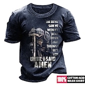 baratos Camiseta gráfica masculina-Homens Gráfico Cruz dos Templários Camiseta Camisetas gráficas 100% Algodão Manga Curta Gráfico Camisa Preto Vinho Azul Marinho Camiseta confortável Férias Roupa Diária Roupas de estilistas