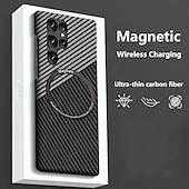 Недорогие Чехлы для Samsung-Чехол для телефона Samsung Galaxy S23 S22 S21 Plus Ultra с Magsafe магнитный пылезащитный защита от падений с угловыми/волнообразными линиями углеродное волокно