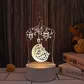 رخيصةأون أضواء زينة رمضان-عيد مبارك ثلاثية الأبعاد زينة ضوء الليل أكريليك led إسلامي مسلم رمضان مهرجان لوازم للديكور المنزل مصباح ليلي ديكور غرفة نوم