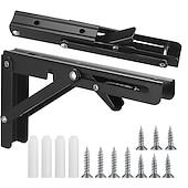 cheap Building Supplies-2pcs Heavy Duty Folding Shelf Brackets - 8&quot;, 10&quot; &amp; 12&quot; - Wall Mounted for Bench Table with Screws