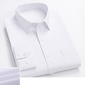 voordelige strijkvrije overhemden voor heren-Voor heren Overhemd Gestreept Bruiloft Toimisto &amp; ura Wit Licht Paars Licht Grijs Donker Grijs Lange mouw Strijkijzer Lente &amp; Herfst Kleding Afdrukken
