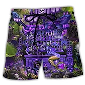 お買い得  レトロビンテージ &amp; 倫理-男性用 スカル グラフィック キャラクター スイムトランク スイムショーツ ボードショーツ ミディアムウエスト ハワイアン ボヘミアン カジュアル 日常 祝日 ドローストリング メッシュ裏地付き 弾性ウエスト デザイナー 衣類