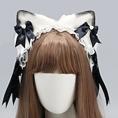 Недорогие Аксессуары для укладки волос-Кошка ко каваи повязка на голову с ушками куроми шпилька Лолита Хэллоуин косплей милые головные уборы кружево горничной аксессуар для волос оголовье для женщин и девочек