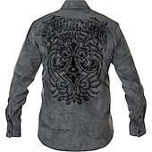 billiga västernskjortor för män-Herr Grafiska tryck Pistol Skjorta Västerländsk skjorta Cowboyskjorta Långärmad Mode Designer Ledigt Utomhus Dagligen Höst vinter Nedvikt Mönster Button-Down Svart Svart / Brun Brun Grå+Blå Blå + Blå