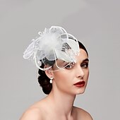 お買い得  ファシネーター-フェザー / ネットファシネーター ケンタッキーダービーハット / 鳥かごベール 1 枚付き 結婚式 / パーティー / イブニング / レディースデー ヘッドピース