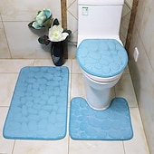 billiga 3PC Badrumsmatta set-3 st badmatta halkfria badrumsmattor, ultramjuk halkfri badmatta och absorberande badmattor, inkluderar u-formad konturmatta, toalettlocksöverdrag