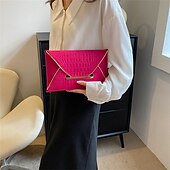 abordables Pochettes et sacs à main de soirée-Pochette enveloppe jaune en relief croco pour femme avec poignée en métal et similicuir texturé, sac de soirée audacieux pour cocktails, mariages et soirées